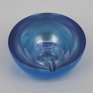 Leonardo Frosted Solid Blue Glass Ashtray Germany Vintage 1970s German FLAW